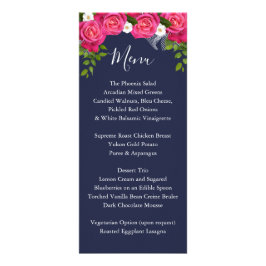 Midnight Blue och Rosa ros - Menu Reklamkort