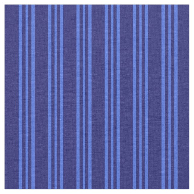 Midnight Blue och Royal Blue Linjer Tyg (Närbild)
