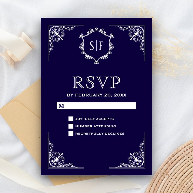 Midnight Blue Ornate Monogram OSA (Skapare uppladdad)