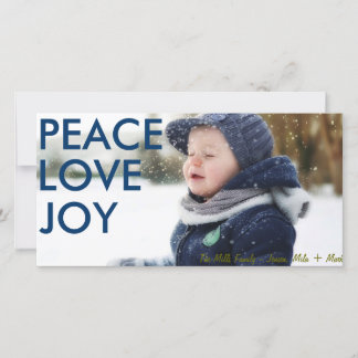 Midnight Blue Peace Kärlek och Joy Photocard Julkort