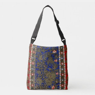 Midnight Blue Persian Matta Vintage Blommigt Axelväska