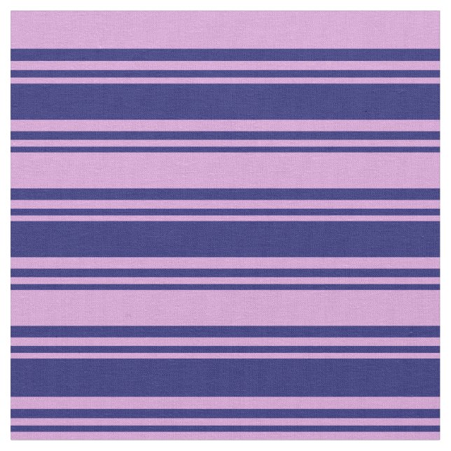 Midnight Blue & Plum Linjer Mönster Tyg (Närbild)