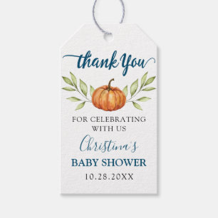 Midnight Blue Pumpkin Baby Shower Tack Presentetikett