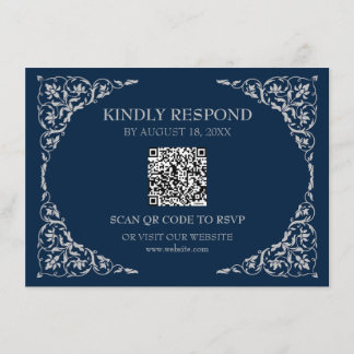 Midnight Blue QR RSVP Card Tilläggskort