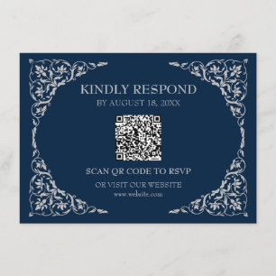 Midnight Blue QR RSVP-kort Tilläggskort