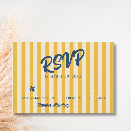 Midnight Blue Retro Muted Peach Stripe Bröllop OSA Kort