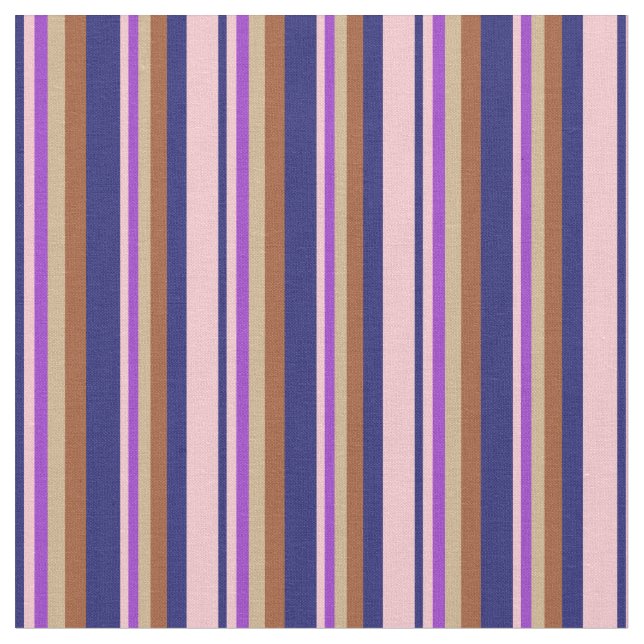 Midnight Blue, Rosa, Mörk Orchid, Tan & Sienna Tyg (Närbild)
