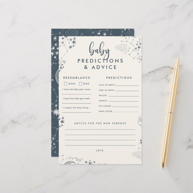 Midnight Blue Starry Night Baby Shower Predictions (Fram/Back In Situ)