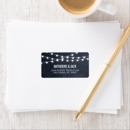 Midnight Blue String Ljus Bröllop Adressetiketter