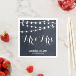 Midnight Blue String Ljus Bröllop Monogram Pappersservett