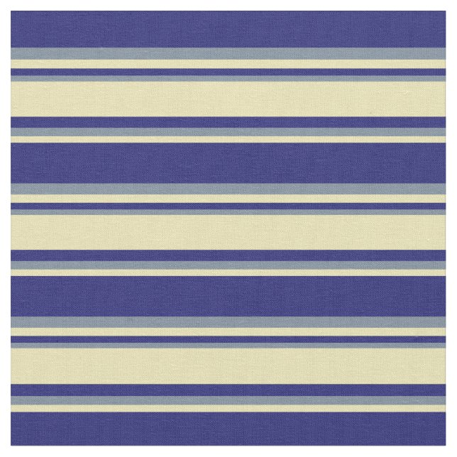 Midnight Blue, Tan & Light Slate Grått Färgad Tyg (Närbild)