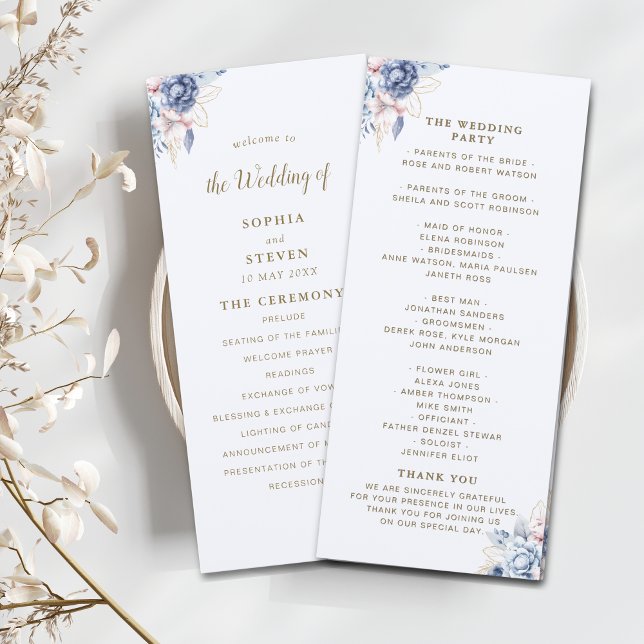 Midnight Blue & White Floral Elegance Program (Skapare uppladdad)