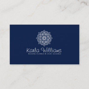 Midnight Blue & White Mandala Visitkort