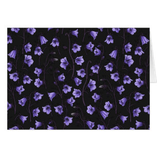 Midnight Bluebells, Harebells, Bellblommor Hälsningskort