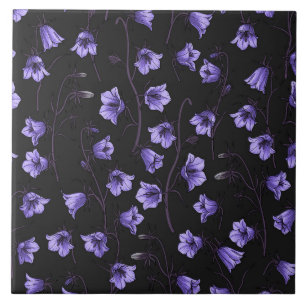 Midnight Bluebells, Harebells, Bellblommor Kakelplatta