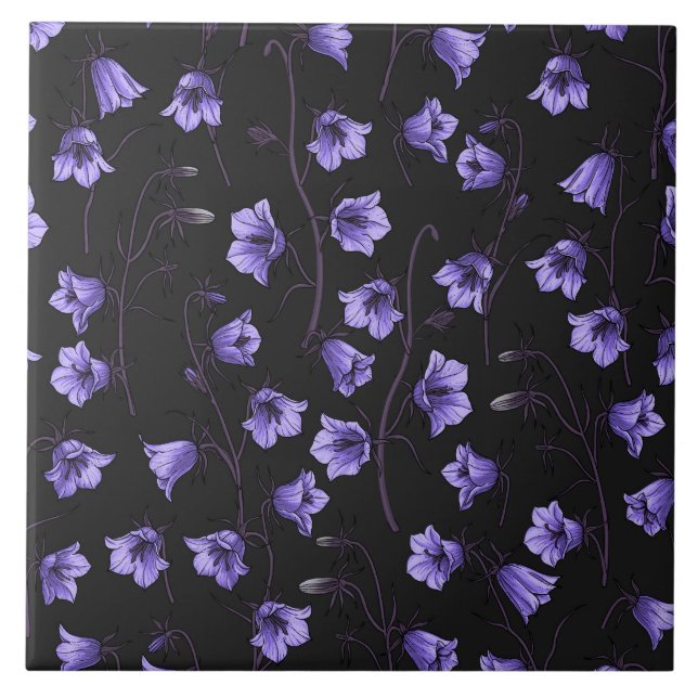 Midnight Bluebells, Harebells, Bellblommor Kakelplatta (Framsidan)