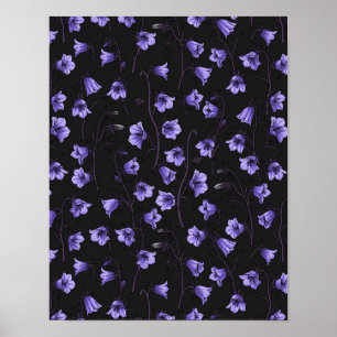 Midnight Bluebells, Harebells, Bellblommor Poster