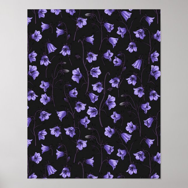 Midnight Bluebells, Harebells, Bellblommor Poster (Framsidan)