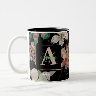 Midnight Boho Watercolor Botanicals Två-Tonad Mugg