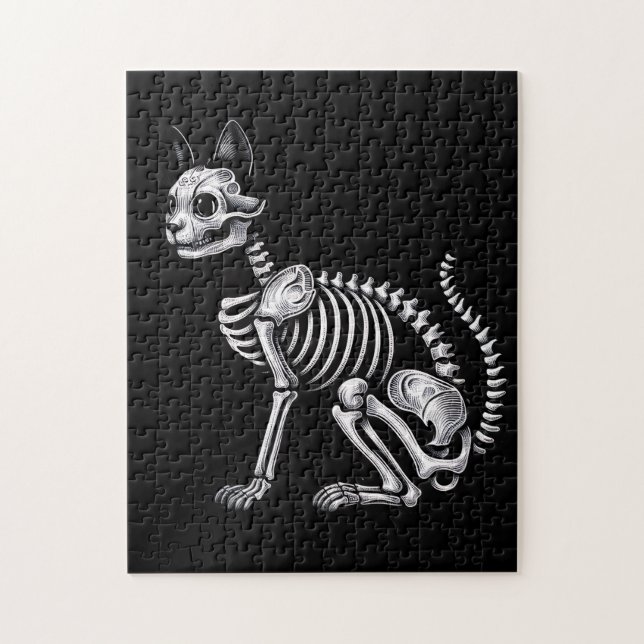 Midnight Bones: Skelettkatt Pussel (Vertikal)