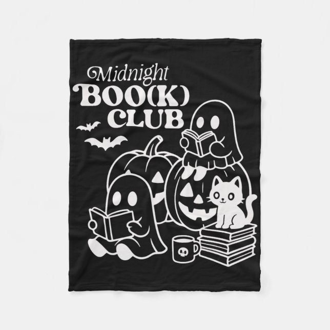 Midnight Boo(k) Klubb Halloween Spöken Reading Bok Fleecefilt (Framsidan)