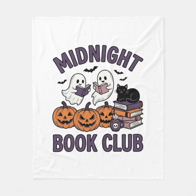 Midnight Book Club Halloween Läsdesign_1 Fleecefilt (Framsidan)