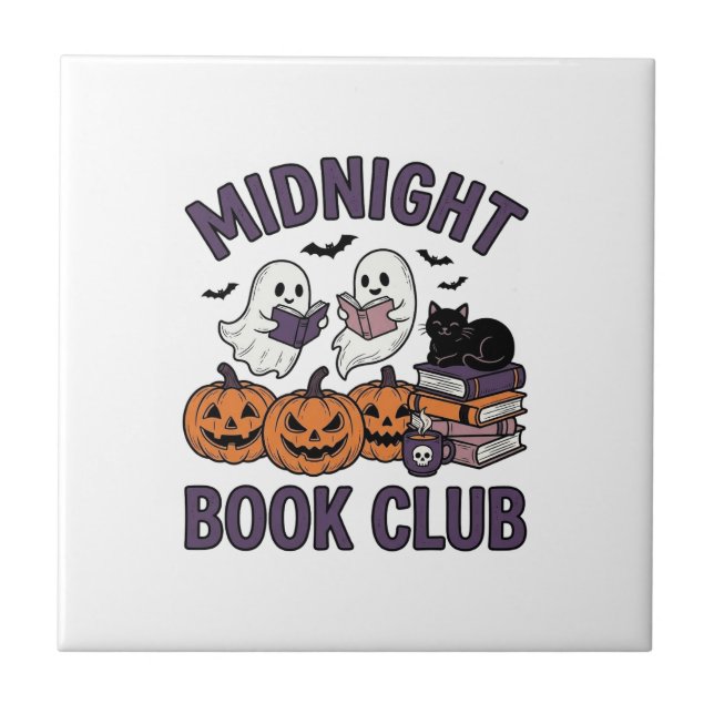 Midnight Book Club Halloween Läsdesign_1 Kakelplatta (Framsidan)