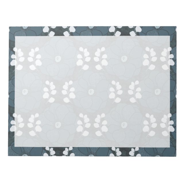 Midnight Botanica | Dark Indigo Floral Anteckningsblock (Framsida)