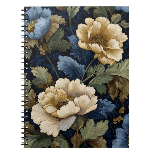 Midnight Botanica — Elegant blomsteruppsättning Anteckningsbok (Framsidan)