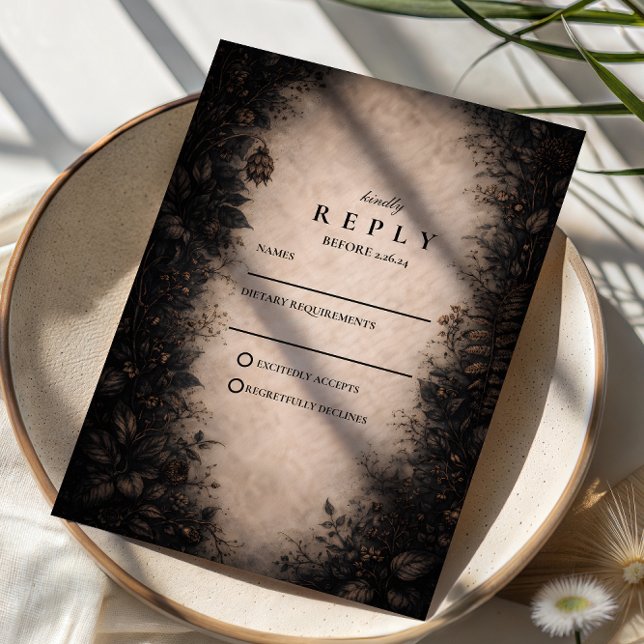 Midnight Botanical Gothic Wedding OSA Kort (Skapare uppladdad)