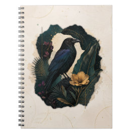 Midnight Botanical Raven Anteckningsbok