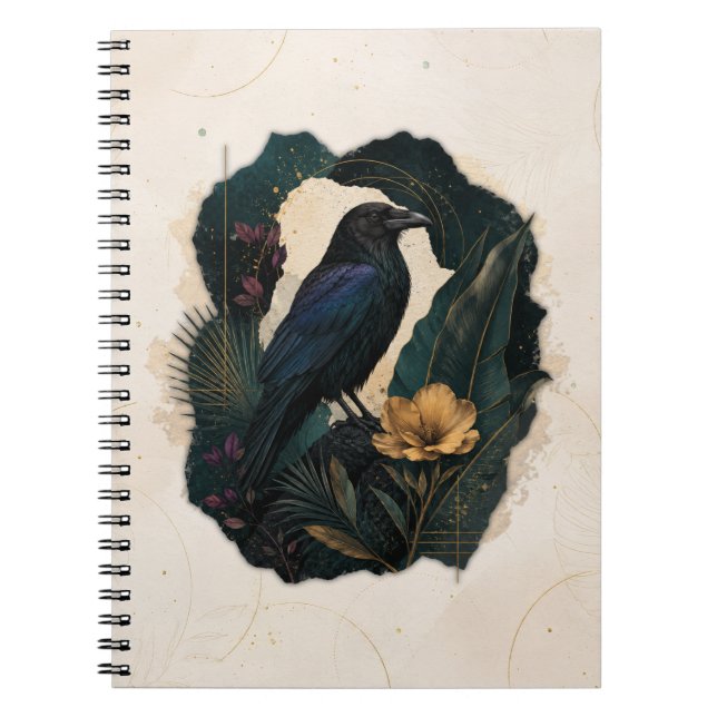 Midnight Botanical Raven Anteckningsbok (Framsidan)