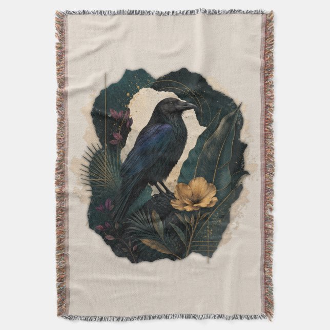 Midnight Botanical Raven Filt (Framsidan Vertikal)