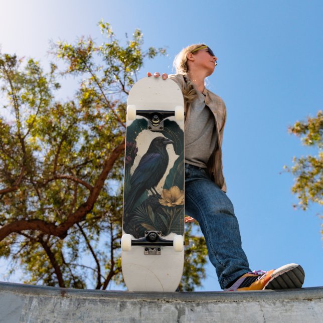 Midnight Botanical Raven Mini Skateboard Bräda 18,5 Cm (Utomhus 1)