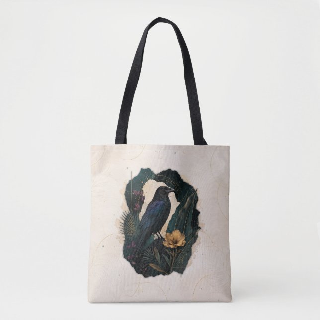 Midnight Botanical Raven Tygkasse (Framsida)