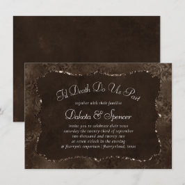Midnight Bronze Romantik | Satiny Grunge Damask Inbjudningar