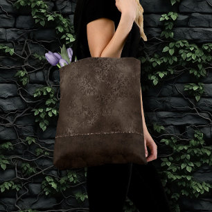 Midnight Bronze Romantik Satiny Grunge Damask Tygkasse