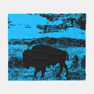 Midnight Buffalo - Plains Bison Throw Blanket Fleecefilt