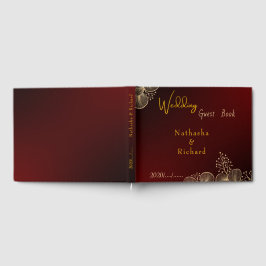 Midnight Burgundy & Guld Blommig Bröllop Gästböcker