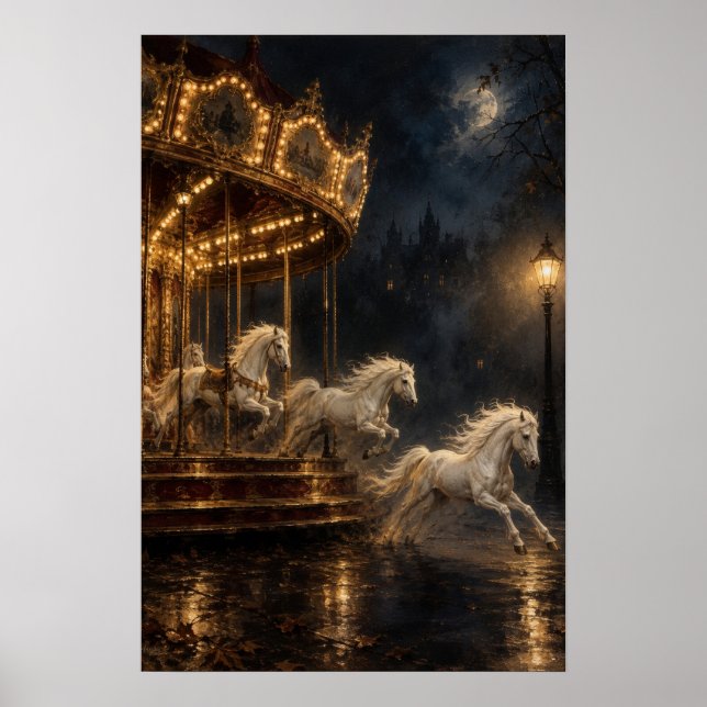 Midnight Carousel Surreal Art Poster (Framsidan)