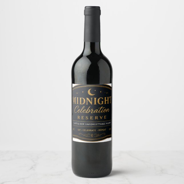 Midnight Celebration Reserve Vinsetikett Vinflaska Etikett (Framsida)