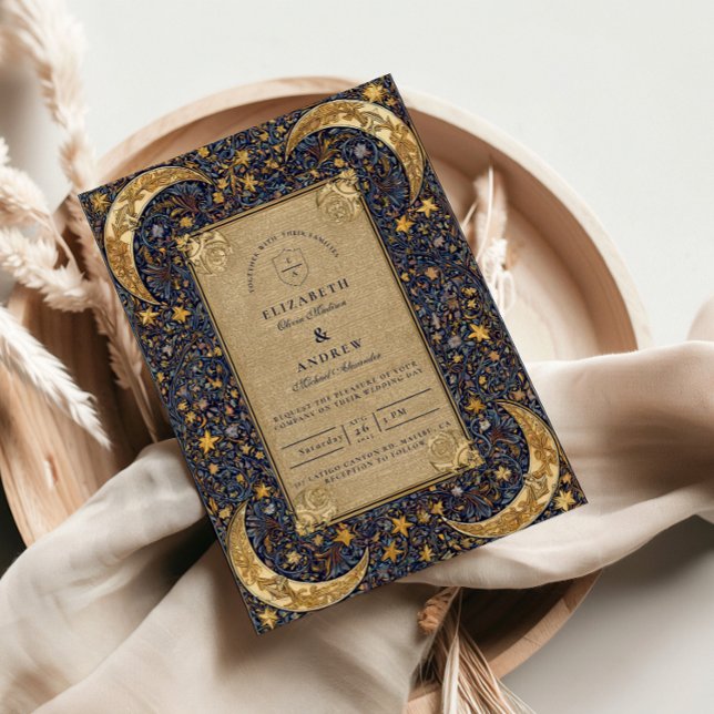 Midnight Celestial Baroque Wedding Inbjudningar (Skapare uppladdad)