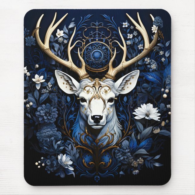 Midnight Celestial Blommig Gotisk Hjort  Musmatta (Framsidan)