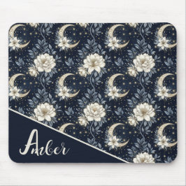 Midnight Celestial Blommig & Halvmåne Design Musmatta