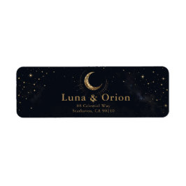 Midnight Celestial Bröllopsadressetikett Returadress Etikett