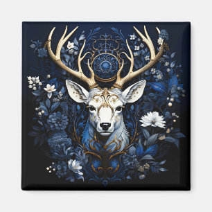 Midnight Celestial Floral Gotisk Hjort Magnet