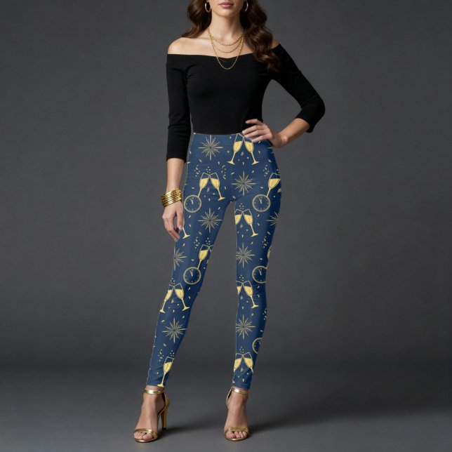 Midnight Champagne Toast Nyårsafton Leggings (Skapare uppladdad)
