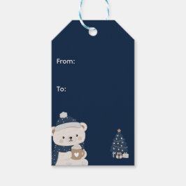Midnight Christmas | Marinblå, Silver & Guld Presentetikett