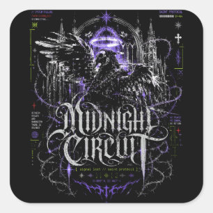 Midnight Circuit Gothic Cyberpunk Grafik Fyrkantigt Klistermärke