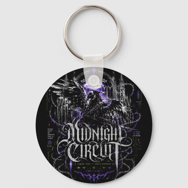 Midnight Circuit Gothic Cyberpunk Grafik Nyckelring (Framsida)